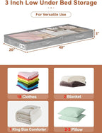punemi Low-Profile Under Bed Storage Containers, 20 x 40 x 3 in, 4 Pack - Image 2