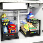 REALINN Under Sink Organizer, L-Shaped 2 Tier Pull Out Cabinet Organizer by REALINN