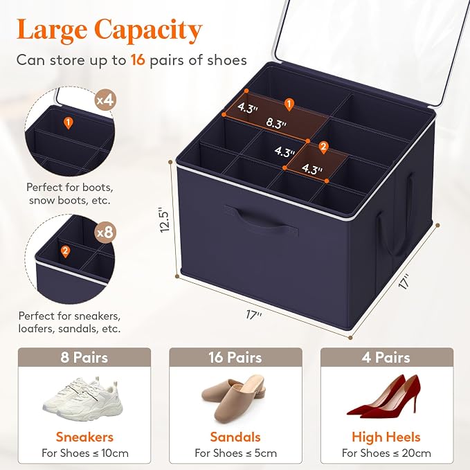 Lifewit Shoe Storage Organizer for Closet, Holder Box, 3 Pack, Blue - Image 2
