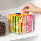 Drink Packet Organizer for Powdered Drink Mix, Divided Rotating Lazy Susan - Image 4