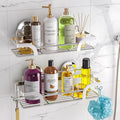 LEVERLOC Shower Caddy Suction Cup 2 Pack, Shower Shelf for Inside, Silver by LEVERLOC