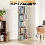 SpaceAid 5 Tier Rotating Bookshelf Tower, Spinning Bookcase Lazy Susan, Revolving 360 Book Shelf Storage Round Carousel, Vertical Rotate Turning Spiral Corner Organizer, Gray - Image 6