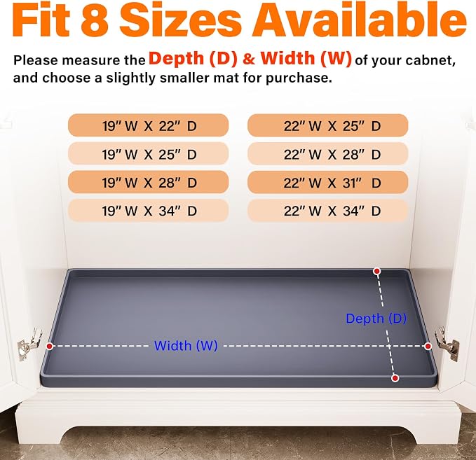 FLATO Waterproof Under Sink Mat, 31" x 22", Beige - Image 5