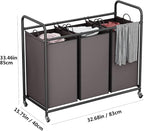 LINZINAR 3-Bag Laundry Sorter,Laundry Hamper Cart with Heavy Duty Rolling Lockable Wheels and Removable Bags (Brown) - Image 6