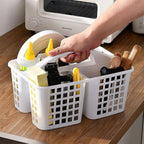 Portable Shower Caddy Basket Plastic Storage Basket with Compartments White - Image 7