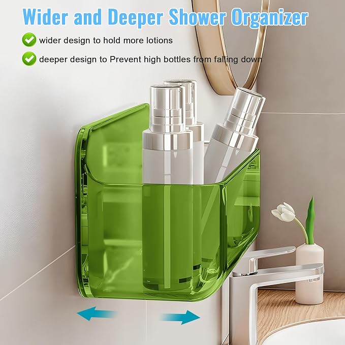 CGBE 2-Pack Cabinet Door Organizer, Self Adhesive Bathroom Shelves, Green - Image 5