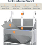 Yecaye Over the Door Organizer 5 Tiers, Heavy Duty Hanging Storage with 5 Large Clear PVC Pockets and 10 Side Pockets, 56lbs Capacity for Closet Door Bathroom Bedroom Nursery Dorm Laundry Room, Grey - Image 7