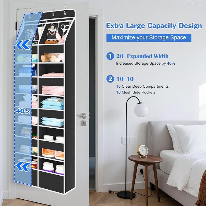 Univivi Upgraded Over the Door Organizer for Baby Nursery, Black, 6-Shelf - Image 8