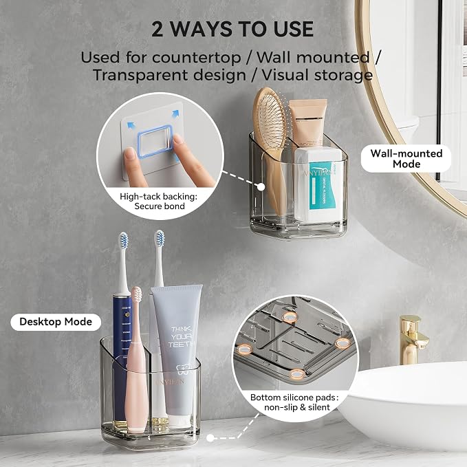 3 Slots Detachable Toothbrush Holders Wall Mounted for Bathrooms - Image 2