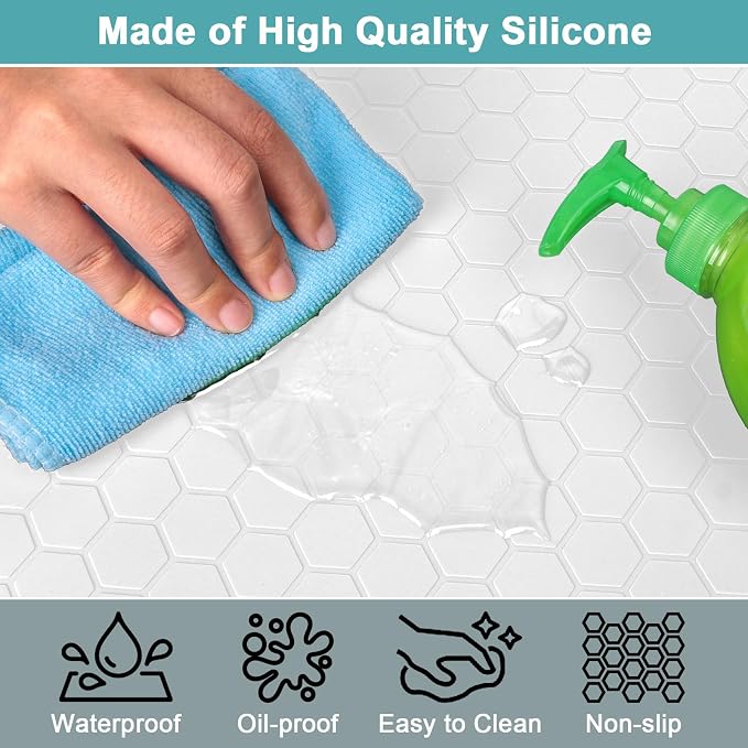 Under Sink Mats for Kitchen Waterproof, Silicone Under Kitchen Sink Mat and Protector for 34" x 22" Cabinets, Under Sink Organizer Tray, Shelf Liner Cabinet Liner for Bathroom, White - Image 4