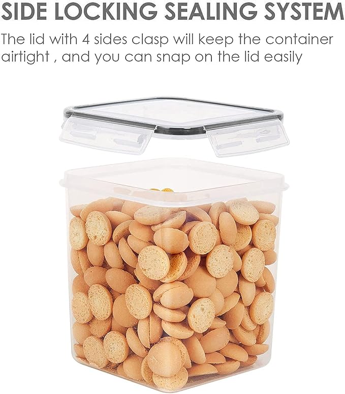 Vtopmart 2.5 L Flour Sugar Storage Containers, 4 PCS, Black - Image 4
