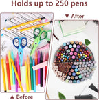 Absonic 250pcs Acrylic Pencil Holder Marker Organizer, 360-Degree Rotating Pen Holder, Crayon Organizers for Kids Pencil Organizer Caddy Art Supply Kids Desk Organizers for Office Home School, Black - Image 5