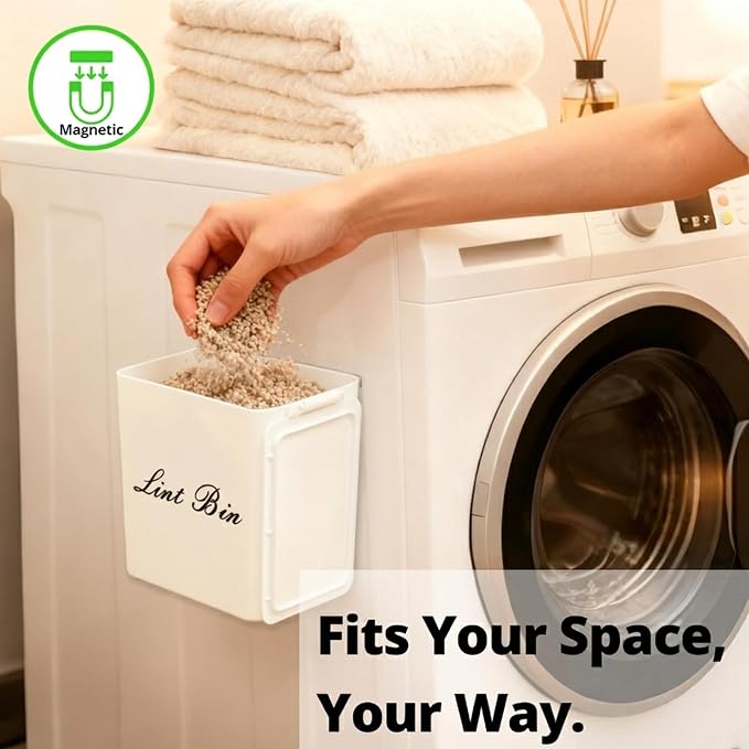 Artilife Magnetic Dryer Lint Bin with Lid, 6 x 5 in White ABS Plastic - Image 4