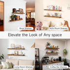 BAYKA Rustic Brown Floating Shelves 35.4in, Set of 2, Wall Mount Wood Shelf (Pack of 2) - Image 7