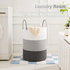 Artfeel Laundry Basket,Woven Cotton Rope Laundry Hamper,60L for Decorative Storage of Dirty Clothes,Toys and Blankets in Bathroom,Bedroom and Living Room - Image 2