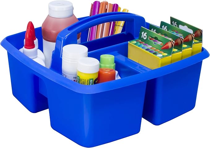 Storex Classroom Craft Caddy, 3 Compartment Plastic Organizer with Carry Handle, Assorted Colors, 9.25 x 5.25 x 9.25 Inch, Case of Six 5-Packs (00941U06C) - Image 8