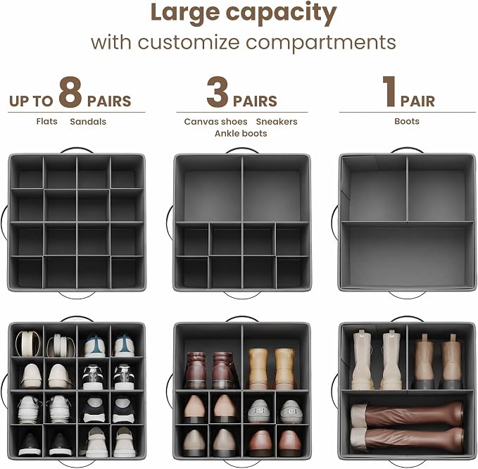 Varhomax Shoe Organizer Box for Closet, Fabric Storage Basket - Image 4