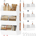 Hanging Closet Organizer Extra Large, Clothes Hanging Shelves for Closet with Divider, Collapsible Closet Storage System, Fabric Storage Bins for Home, Dorm, Rv, Sweaters, Handbags, Underwear, Sock by DiMJ