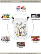 Round Tree Animal Print Waterproof Collapsible Laundry Hamper - Image 3