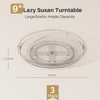 LAMU 3 Pack 9'' Lazy Susan Organizer Turntable for Cabinet, Pantry Organizers and Storage, Rotating Condiment Organizer for Kitchen, Table Top, Fridge, Countertop, Spice Organization - Image 2
