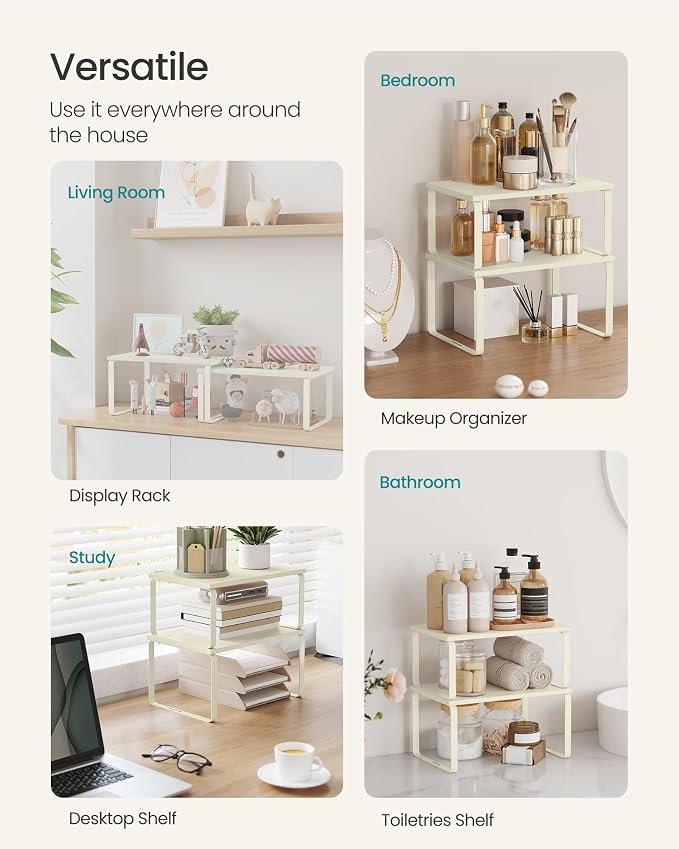 SONGMICS Cabinet Organizer Shelf, Set of 2 Spice Rack, Kitchen Storage - Image 5