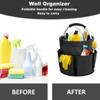 17L Cleaning Caddy with Handle, Cleaning Supplies Organizer, Foldable Storage Basket, Cleaning Supply Caddy, Portable Multi Cleaning Bucket Bag for Home, Garden (Black) - Image 3