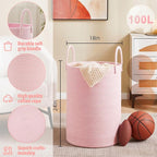 Artfeel Laundry Basket,Woven Cotton Rope Laundry Hamper,100L for Decorative Storage of Dirty Clothes,Toys and Blankets in Bathroom,Baby Room and Living Room - Image 6