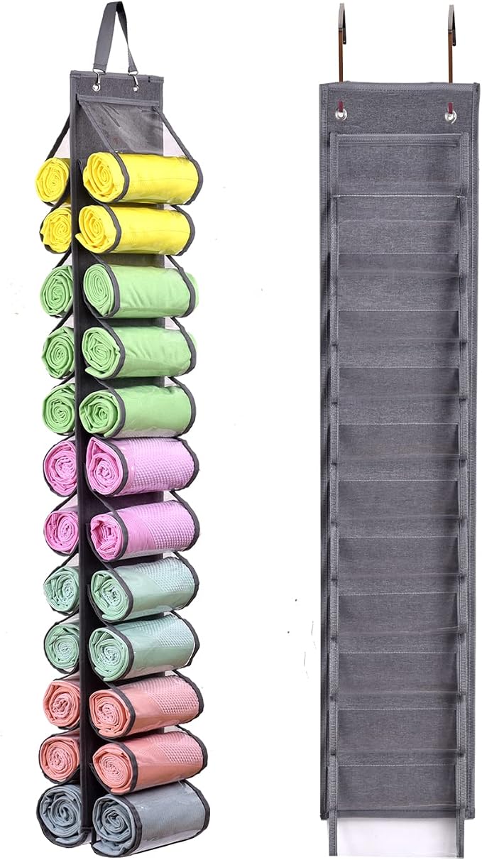 Legging Storage Bag Storage Hanger Can Holds 24 Leggings or Shirts Jeans Compartment Storage Hanger, Foldable Leggings Organizer Clothes Portable Closets Roll Holder(Grey) by RZMAYIS