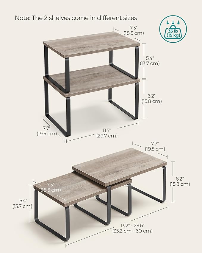 SONGMICS Cabinet Organizer Shelf, Set of 2 Spice Rack, Kitchen Storage - Image 6