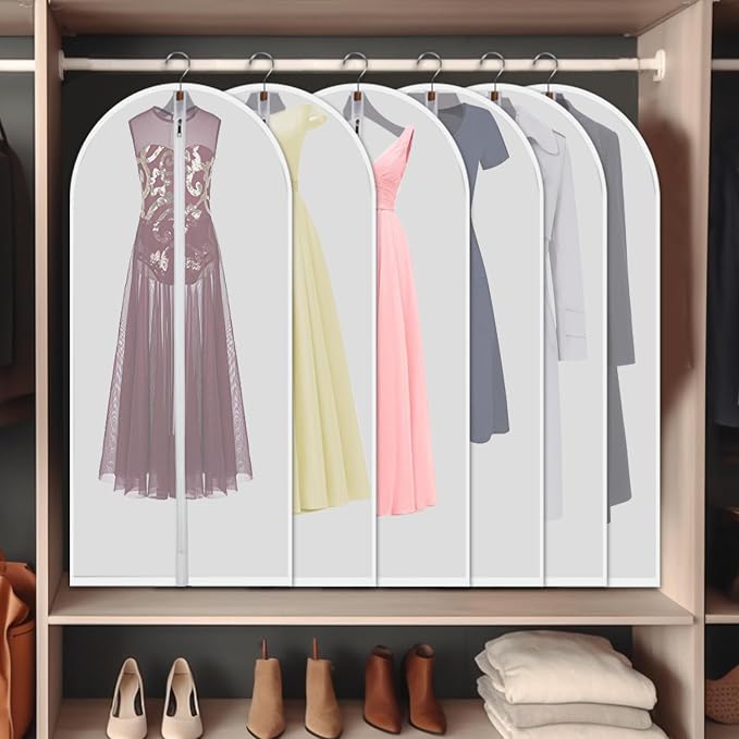 Clear Garment Bags for Hanging Clothes, 12 Pack 60 Inch Gown Covers - Image 7