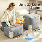 Comforter Storage Bag, Large Capacity Blanket Storage Bags 2-Layer Ultra Space Saving Self Compression Organizer, Heavy Duty Space Saver Organizer for Bedding, Clothes, Blanket, 2-Pack, Gray - Image 2