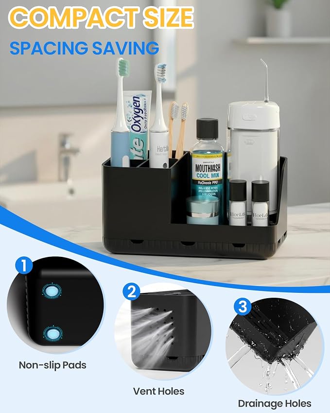 Toothbrush Holder Bathroom Counter Organizer & Storage Detachable - Image 4