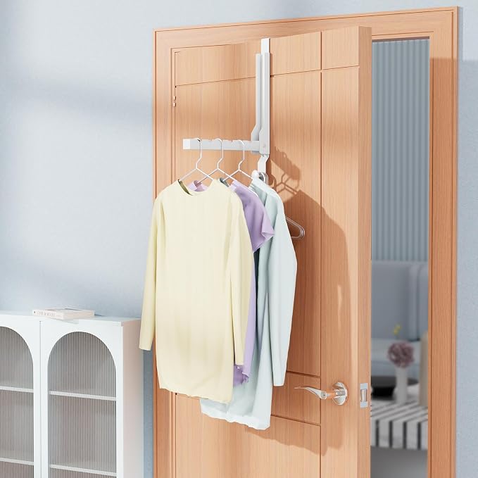 2 Pack Over The Door Hanger Folding Clothes Drying Rack, Folding Hanging Coat Rack for Indoor Laundry Room Compact Small Space Foldable Portable Clothing Hanger Hook Collapsible (Wihte-2(Upgraded)) - Image 9