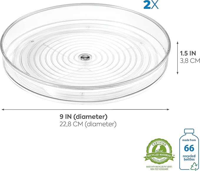 iDesign 9-Inch Lazy Susan Organizer - Small Lazy Susan Turntable for Cabinet or Pantry, 2-Pack, Clear - Image 3