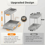 TATAANTY Under Sink Organizer, L-Shaped Metal 2-Tier Double Pull-Out Drawer for Kitchen & Bathroom Cabinets, Adjustable Height Storage - 50lbs Heavy Duty Waterproof 2PCS Height Adjustable - Image 3