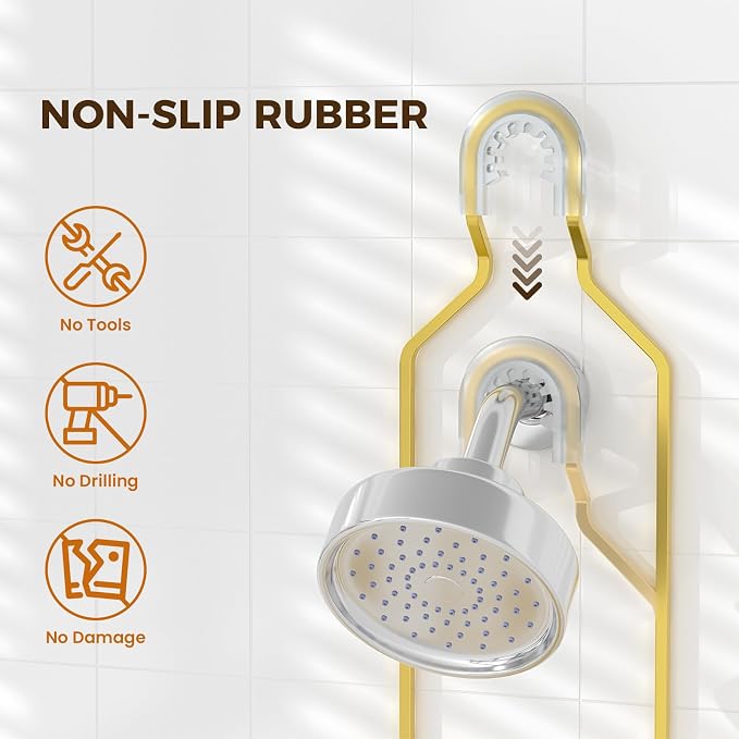 REINHARDT Split Shower Caddy Hanging for Handheld Showerheads, Gold - Image 8