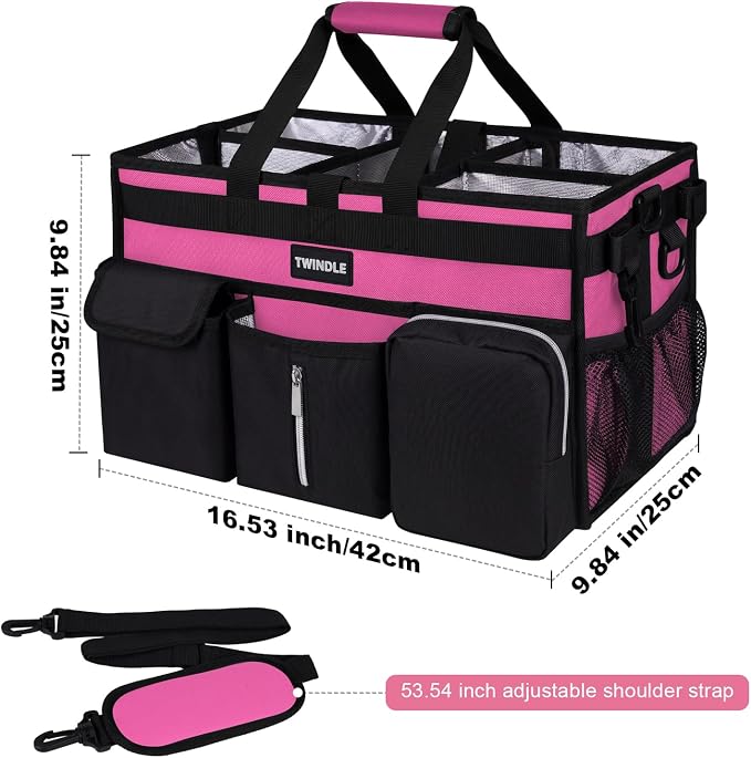 Large Cleaning Caddy With Detachable Divider And Support Board, Large Cleaning Supply Caddy With Adjustable Shoulder Strap & Waist Belt For Cleaners,Housekeepers - Image 2