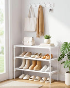 Kitsure Shoe Rack - Non-Woven Shoe Rack Shelf, Shoe Organizer for Closet, Entryway, Garage & Corridor, Stackable Shoe Shelves, 27.5" Wide - 3 Tier, White | Shoe Organizer for Closet, Entryway, Garage, Stackable Shoe Shelves, college dorm&apartment esse... - Image 2
