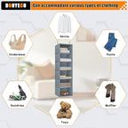 Hanging Closet Organizer 6-Shelf, Oxford Fabric Wardrobe Storage, Gray | Easy-mount foldable design holds clothes, handbags, shoes & accessories; washable Oxford fabric, sturdy and space-saving. - Image 8