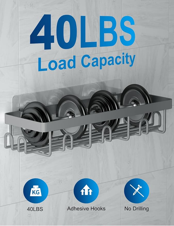 GVY Shower Caddy 5 Pack, Adhesive Shower Organizer Bathroom Shelves,Rustproof Bathroom Organizers and Storage for Home Decor, No Drilling Shower Shelves for Apartment Essentials - Image 3