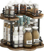 2 Tier Lazy Susan Organizer,2-Tier Spinning Spice Rack with Stable Carousel Base & 4 Height Settings for Cupboard Kitchen Countertop Dining Table Cupboard (Petal Shape) by LIAISIMI