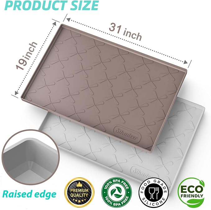 SIKADEER Waterproof Under Sink Mat 31" x 19" Silicone Mat Cabinet Protector - Image 3