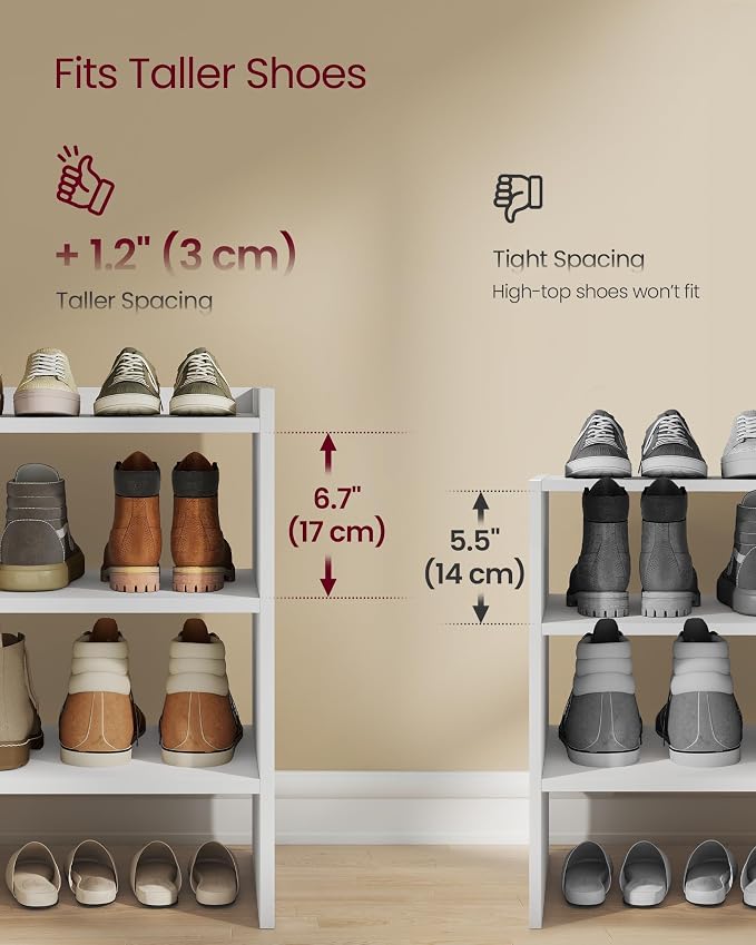 VASAGLE 3-Tier Shoe Rack for Closet, Stackable Shoe Organizer Shelf - Image 3