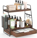 2-Tier Bathroom Counter Organizer with Drawer, Wood Counter Storage Shelf by Unknown