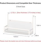 Hanging Kitchen Baskets Fine Mesh Wire Storage Basket Over Cabinet Door Organizer No Drilling Required for Kitchen Bathroom Office, 2 Smalls, White. - Image 2