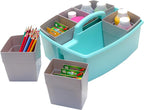 Storex Large Classroom Caddy with Cups, 13 x 11 x 6.575 Inches, Teal, Case of 2 (00984U02C) - Image 8