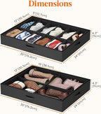 Lifewit Under Bed Shoe Storage Organizer 1 Pack(12 Shoes Cells+4 Boots Cells), 4.3 Inches Profile Fabric Shoes Container Box with Clear Cover, Foldable Storage Bag with 2 Handles, Fits 10 to 16 Pairs - Image 5