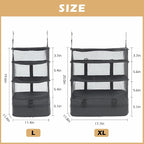 Surblue Hanging Closet Storage Bag Collapsible 3-Shelf Washable Oxford Fabric with 2 Hooks (XL 17.71 * 11.81 * 20in, Grey) - Image 5
