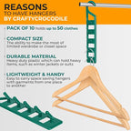 CraftyCrocodile Space Saving Hangers for Clothes - 10 in Pack, Heavy Duty Plastic, Multi Closet Space Savers for Shirts, Pants, Jeans, Sweaters - Hanger Organizer Space Saver - Image 6