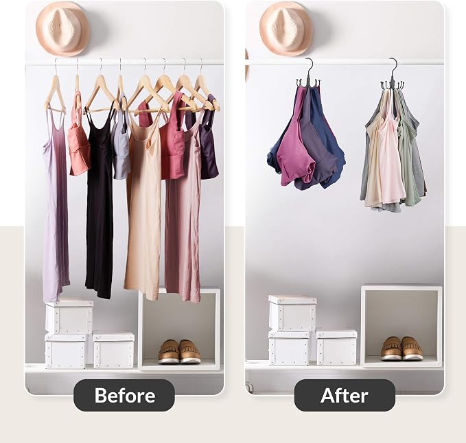 ZEDODIER Tank Top Hanger, Rotating Bra Organizer for Closet, Holds 24 Bras - Image 2